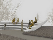 Entwurf stellt eine Form eines Amphitheaters_ Ansicht von der rechten Seite