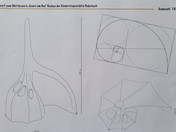 Zeichnung Entwurf in Form einer logarithmischen Spirale